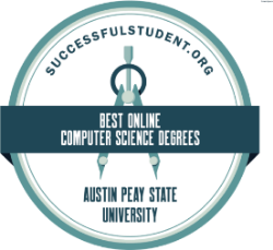 A badge reading "Best Online Computer Science Degrees: Austin Peay State Univesity"