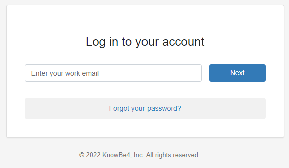 Login Page for KnowBe4.