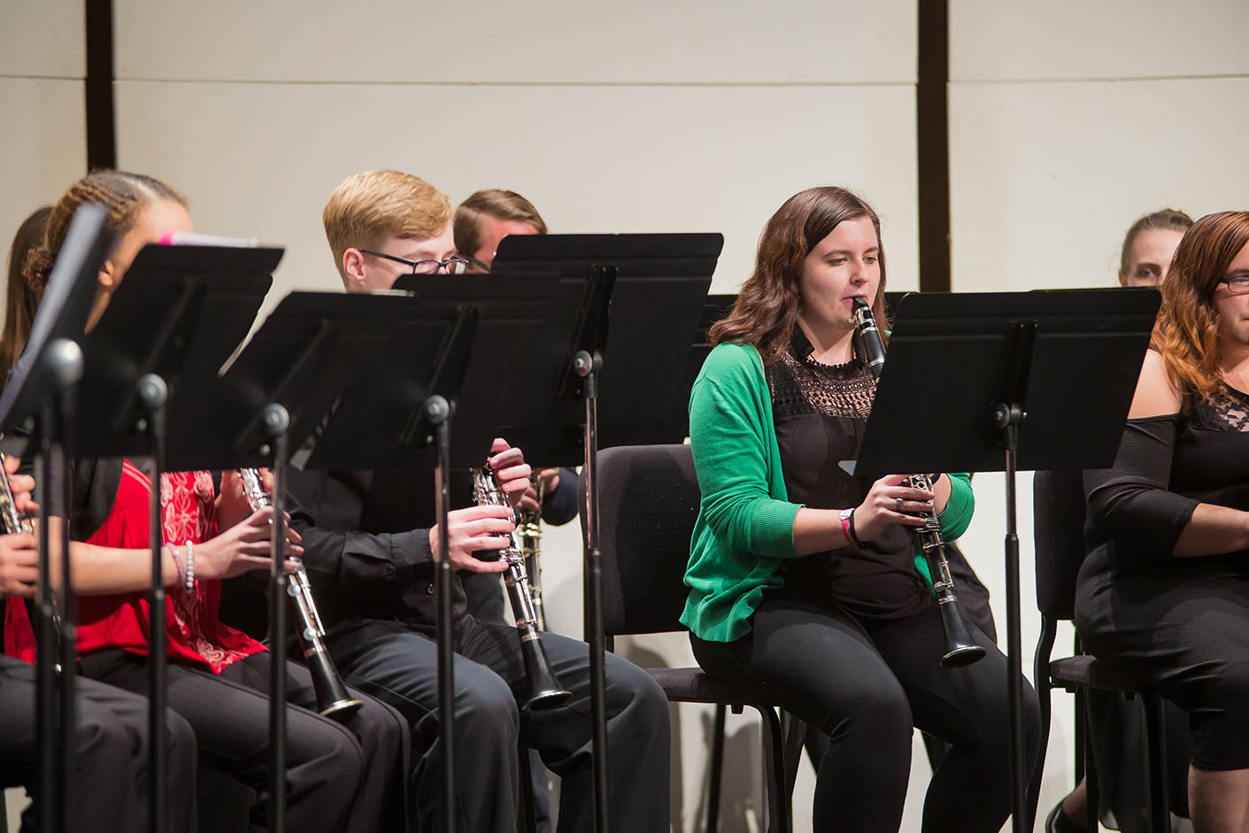 Music students play clarinets in Mabry Concert Hall