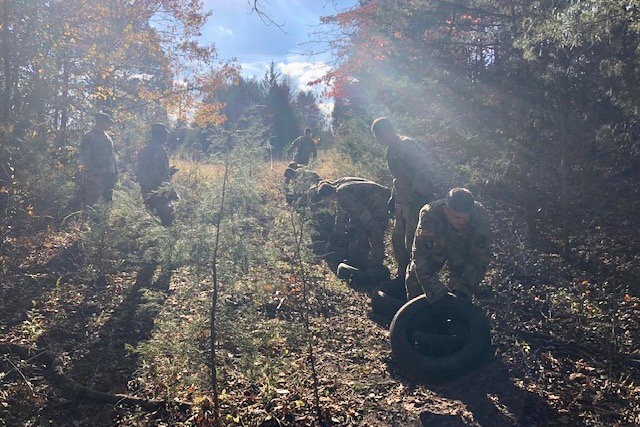 Austin Peay ROTC cadets tackle one of the challenges during the competition.