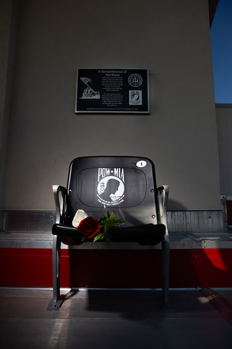 On Saturday, Nov. 17, during Austin Peay’s Military Appreciation Football Game, the University officially dedicated a POW-MIA chair in the stadium. 