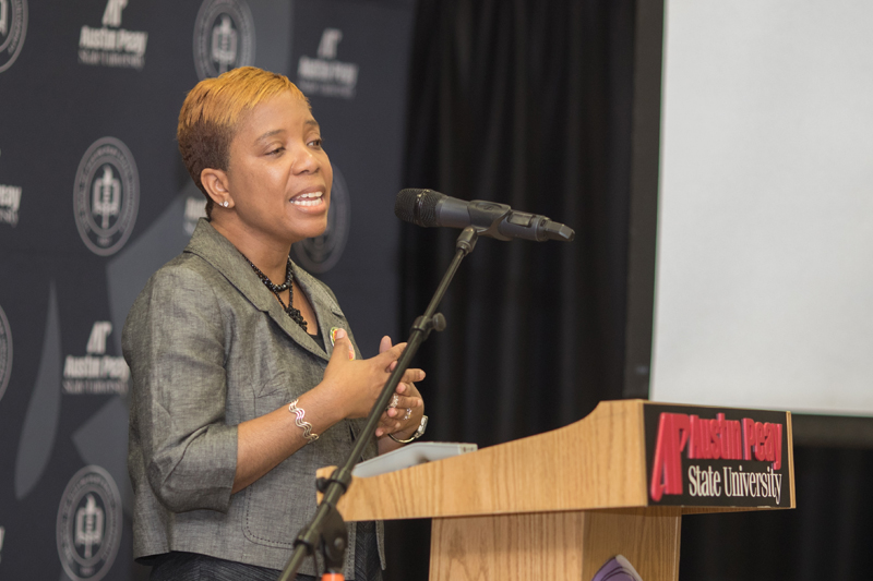 Marsha Lyle-Gonga speaks at Young Women's Leadership Symposium
