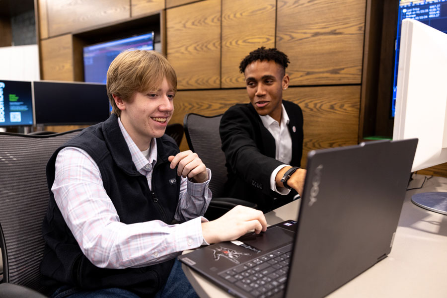 Students working on laptops