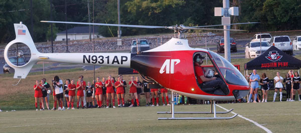 AP Helicopter landing on the soccer field