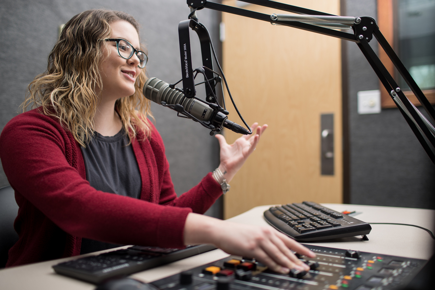 student in the radio station