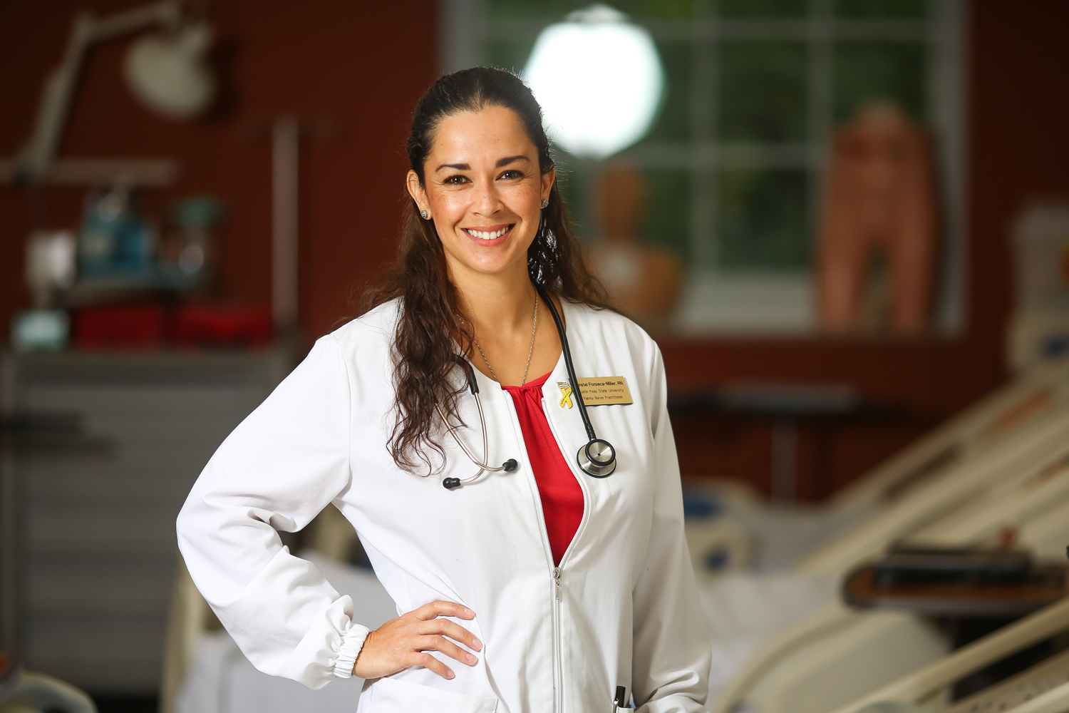 Khristel Fonseca-Miller in the hospital simulation room