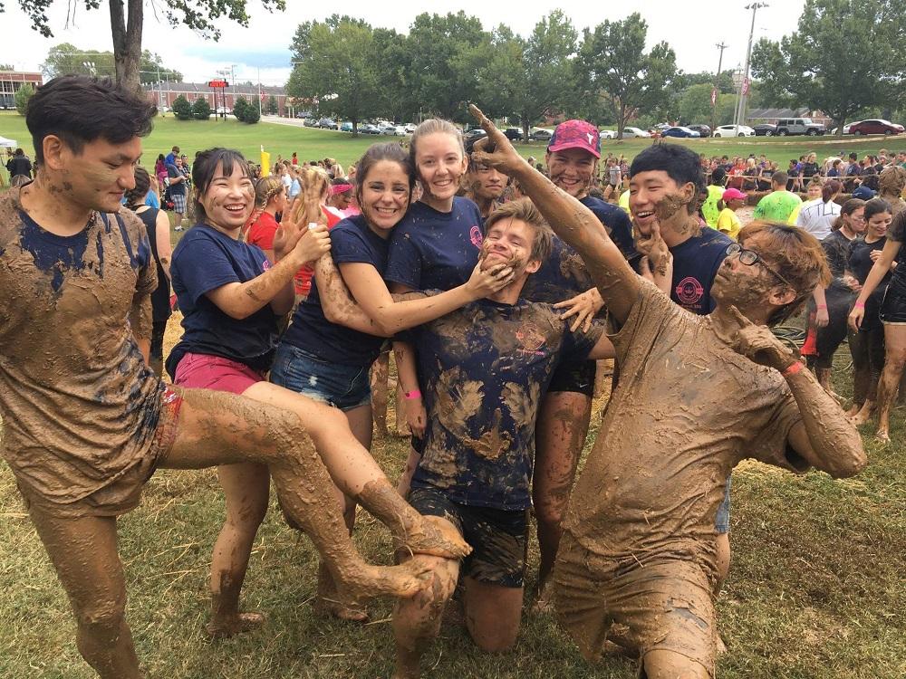 Exchange Students Participating in the Mudbowl
