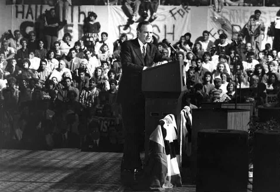 President George H.W. Bush visited APSU's Dunn Center in September 1992. President George H.W. Bush visited APSU's Dunn Center in September 1992.