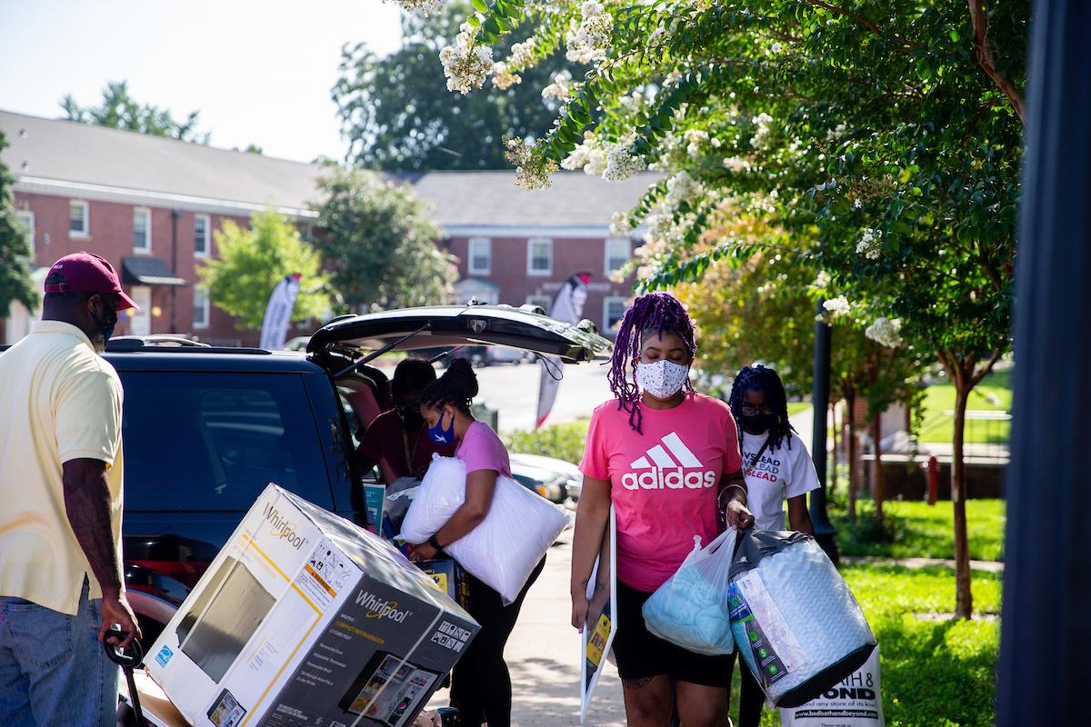 Welcome, students! 

Students started moving in on Saturday, and they’ll continue to move in for the fall semester through Friday.

To read more about the move-in schedule, click here. 

Hungry? 

To see when and where to eat on campus during move-in week, go to https://dineoncampus.com/apsu/movein-week. 
Need books, supplies and spirit gear? 

The Ann R. Ross Bookstore – at its new location at Fourth and College streets – is open 7:30 a.m.-6 p.m. Monday-Friday and 10 a.m.-4 p.m. on Saturdays. Visit https://apsu.bncollege.com/shop/apsu/home for more details.