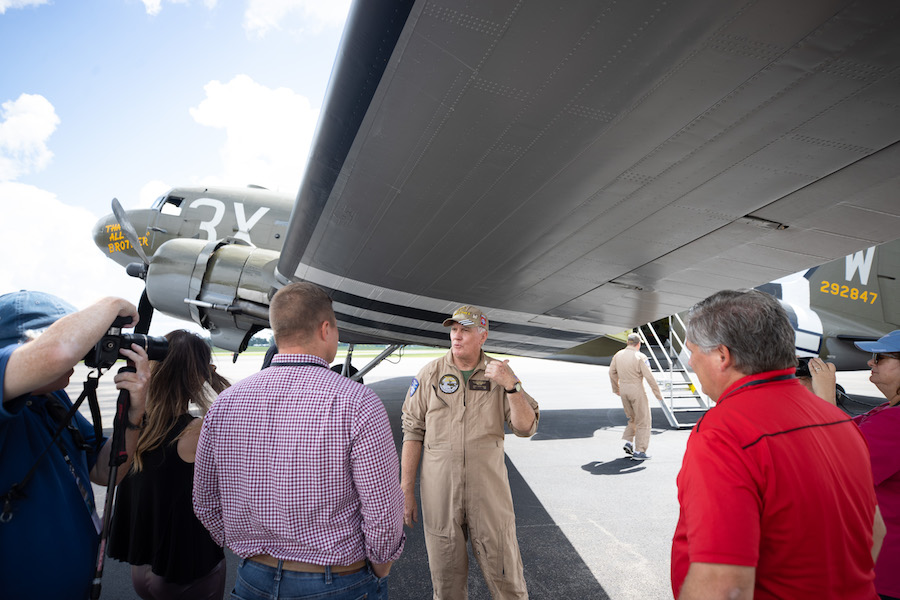 APSU President Mike Licari was invited to Outlaw Field for a flight in That’s All Brother! On Friday, August 26. The World War II era Douglas C-47 Skytrain led the air assault on the beaches of Normandy during D-Day on June 6, 1944, and has since been restored as part of the Commemorative Air Force. Madison Casey | Student Photographer