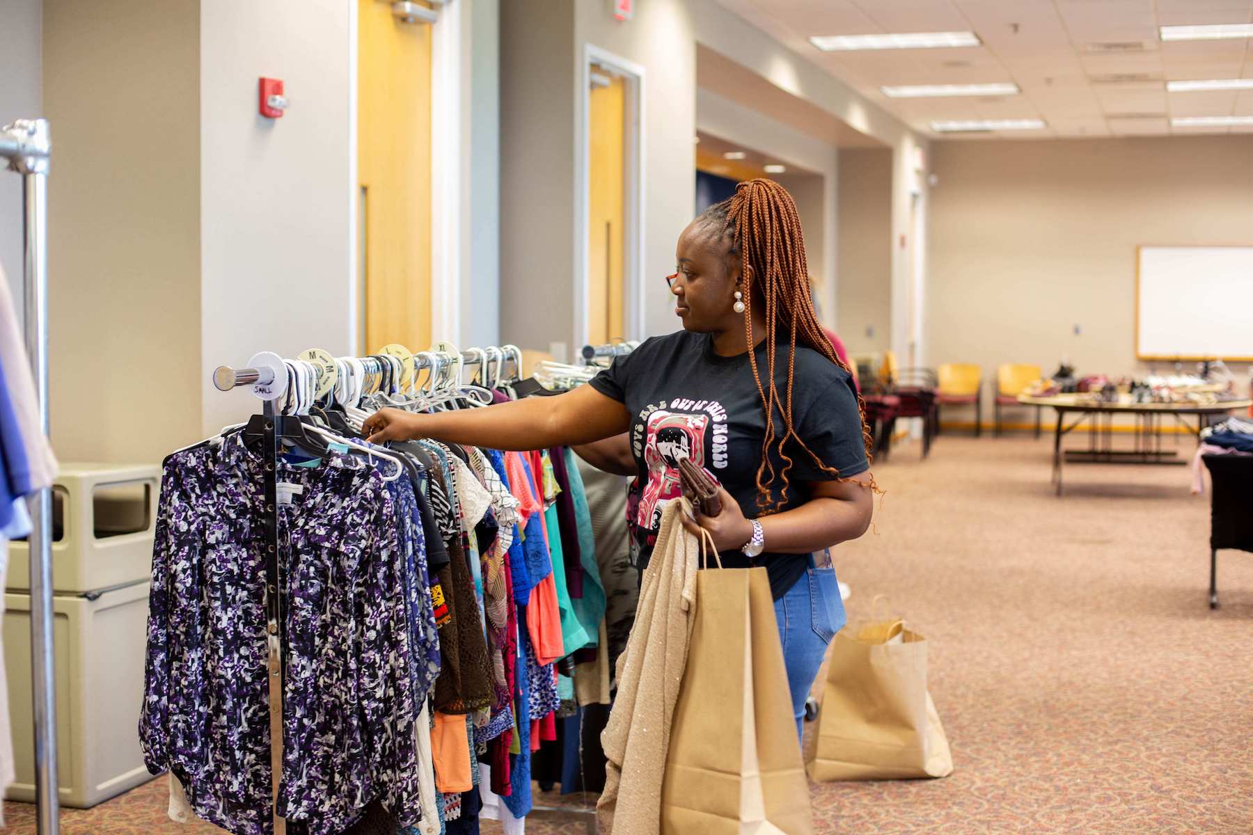 Students, staff and faculty browsed through Bella’s Closet on Tuesday, Sept. 13, which provided free professional wear for all visitors. Ally Shemwell | Intern