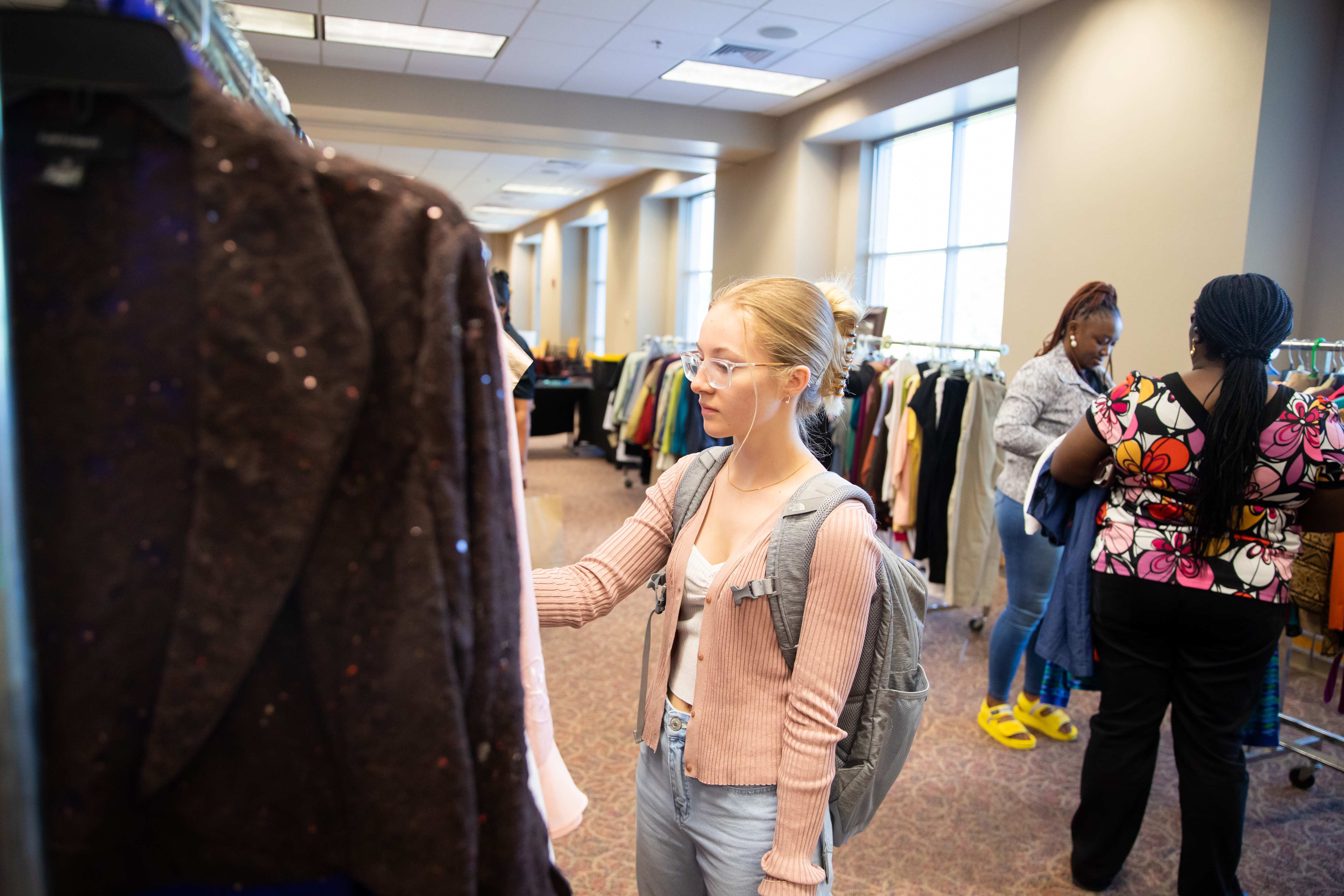 Students, staff and faculty browsed through Bella’s Closet on Tuesday, Sept. 13, which provided free professional wear for all visitors. Madison Casey | Student Photographer