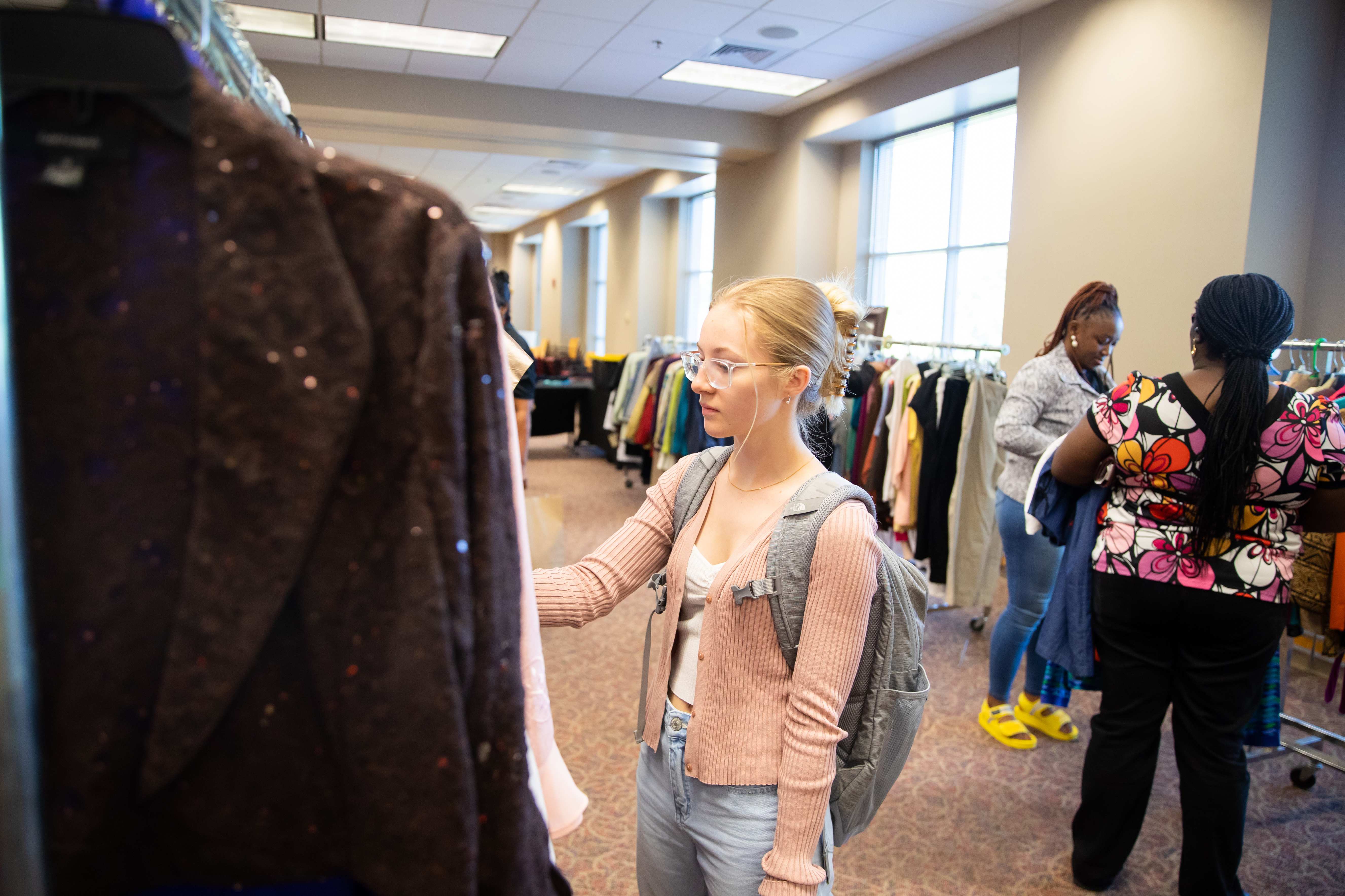     Students, staff and faculty browsed through Bella’s Closet on Tuesday, Sept. 13, which provided free professional wear for all visitors.  Madison Casey | Student Photographer 
