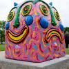 The sculpture's colorful profile.