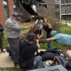 lifting the sculpture