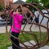 A visitor exploring the interactive nature of the piece.