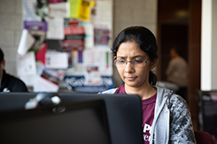 Student works on computer