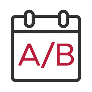 Calendar icon with A/B text