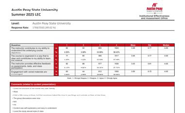 Visual screenshot of an example Short Report with Comments.