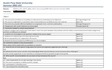 Visual screenshot of an example Response Report.