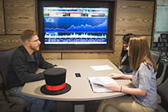 Students work in Trading Room