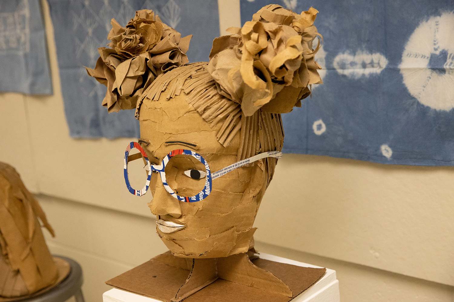 Foundations Studio 2 student work Cardboard Portrait from 2022