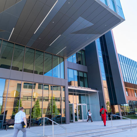Student working on her laptop