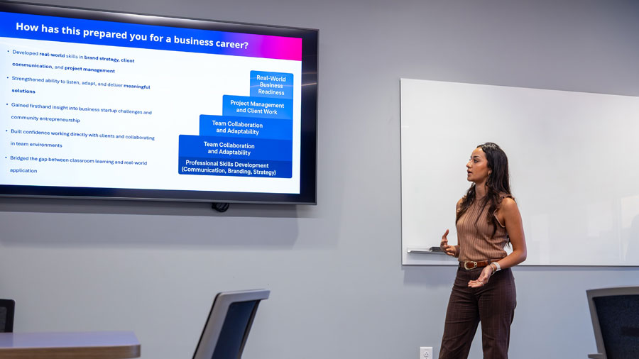 Student Intern Citlali Dominguez giving a presentation