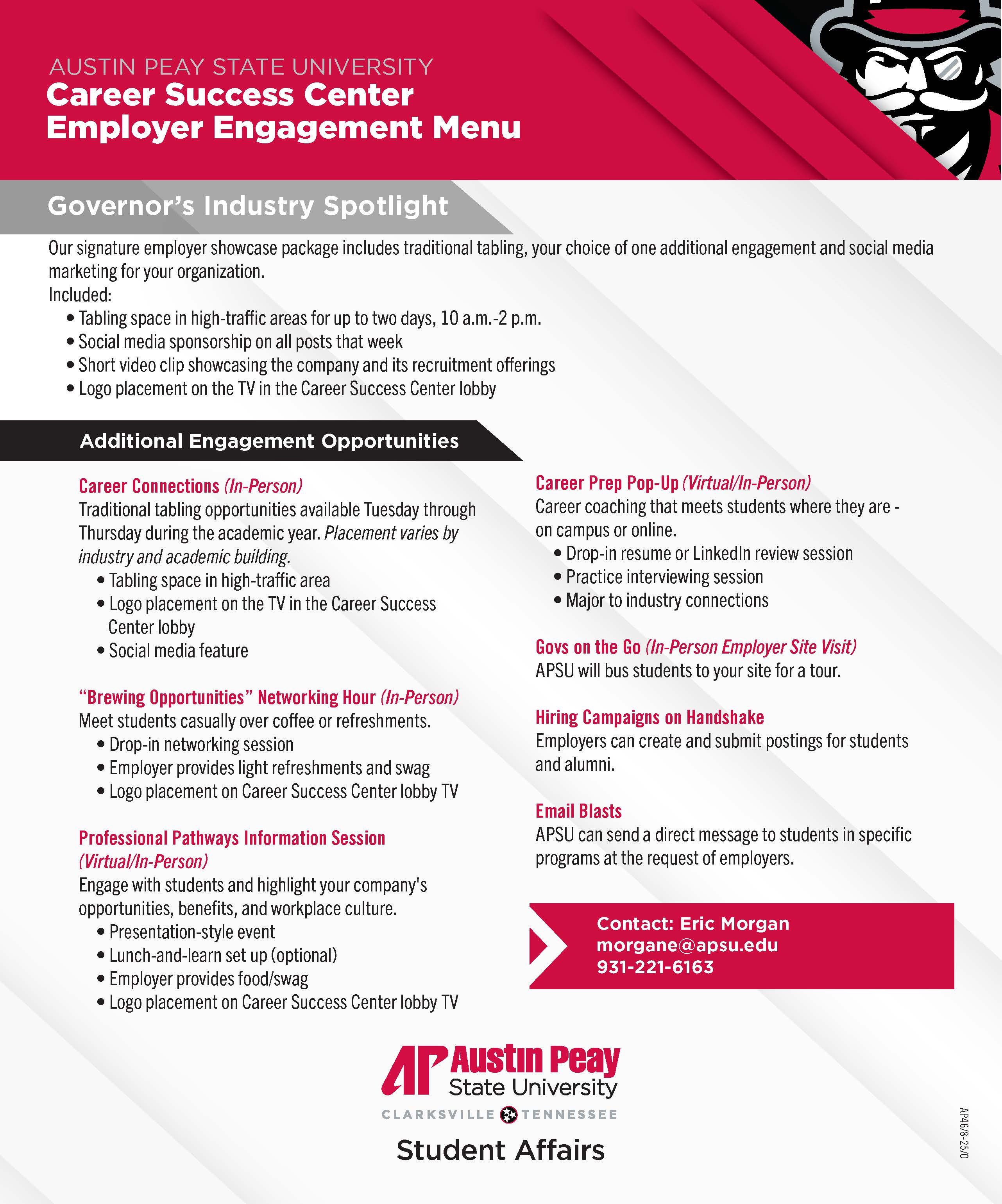 APSU Employer Engagement Menu Graphic