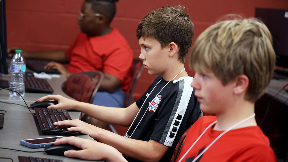 Coding camp students at work