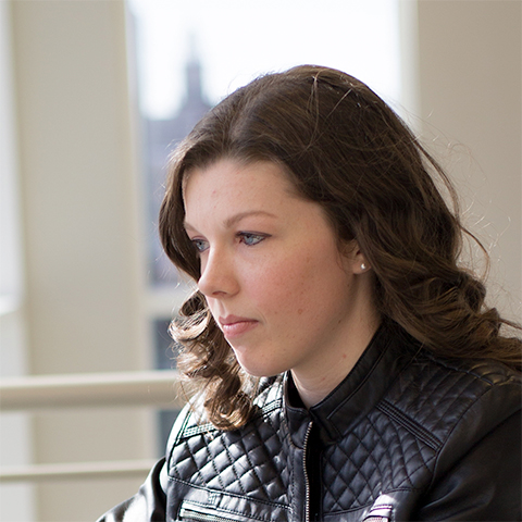 Student working on a laptop