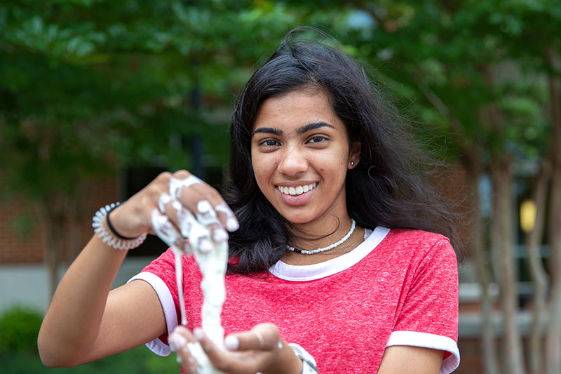 Governor's School student plays with non-newtonian fluid