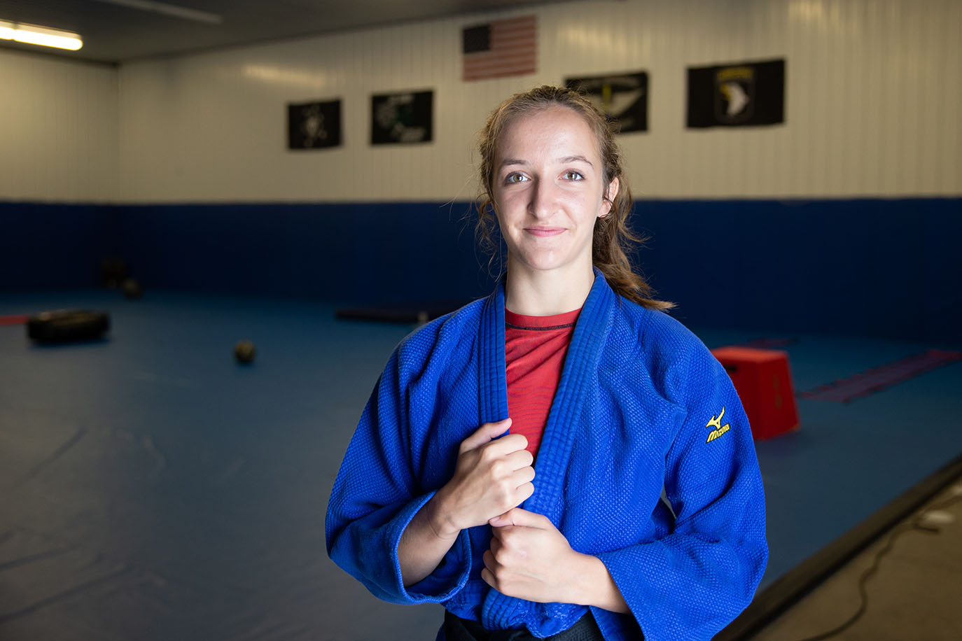 Brinna Lavelle poses in Judo studio