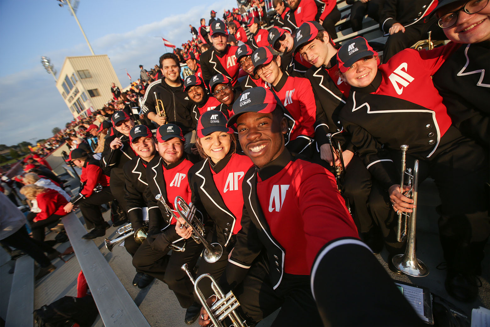 GOMB members pose for selfie during Battle of the Border home game