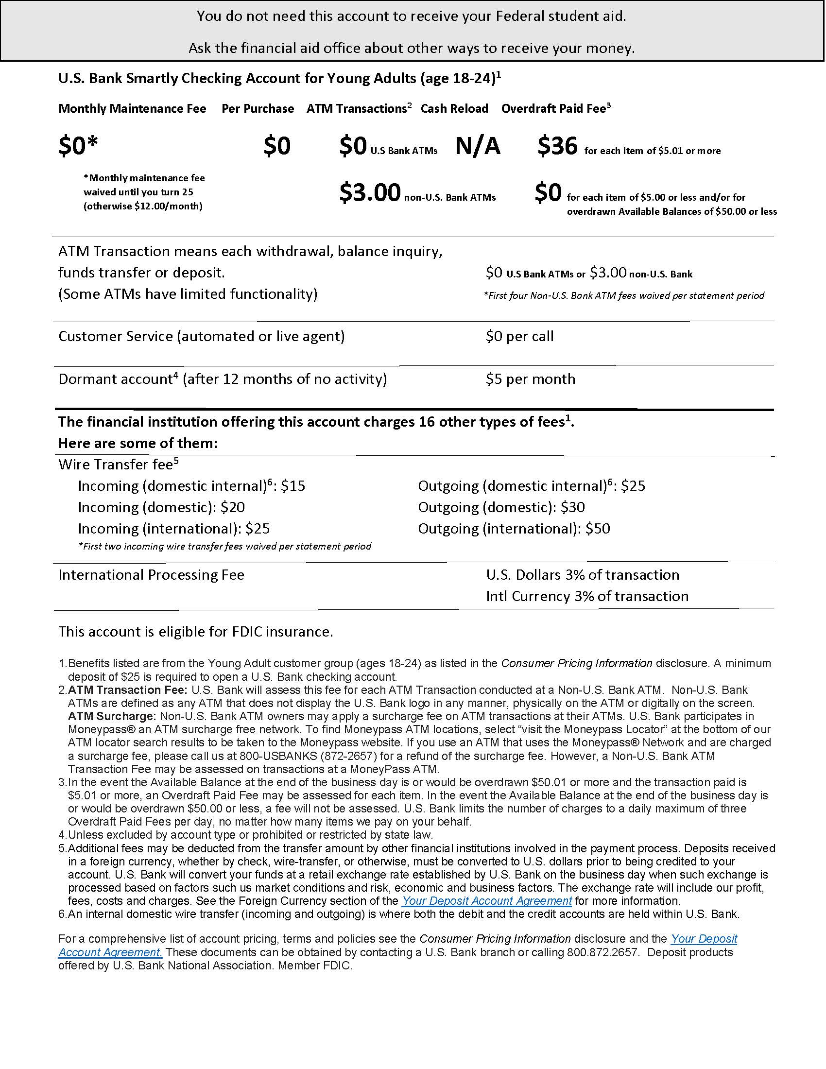Image of DOE Disclosure from US Bank