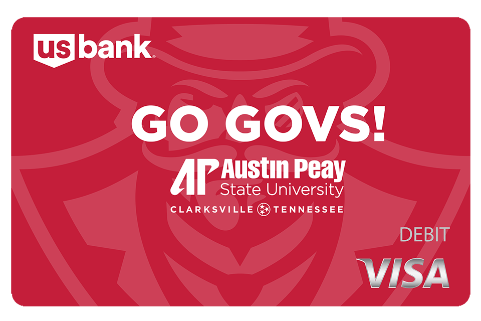 Mockup of the US Bank APSU Visa debit card.