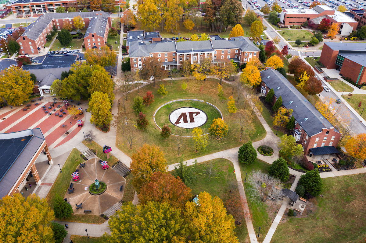Ariel shot of the center of campus
