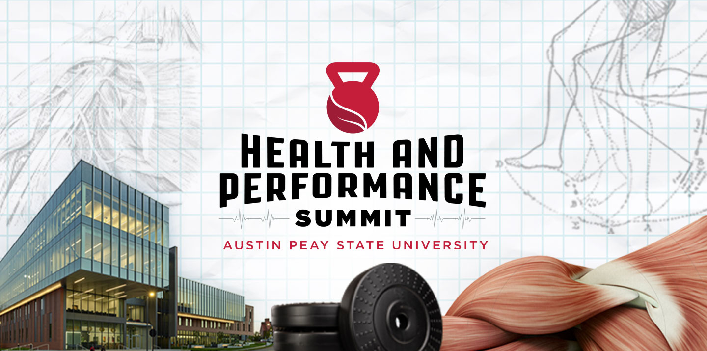 Graphic with muscle and anatomy sketches with "Health and Performance Summit" word mark