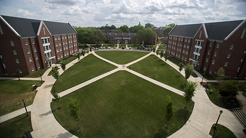 Aerial view of the Quad