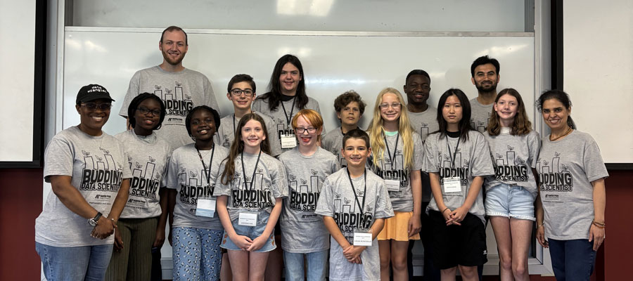 Group shot from the Data Science Camp showing students and faculty. 