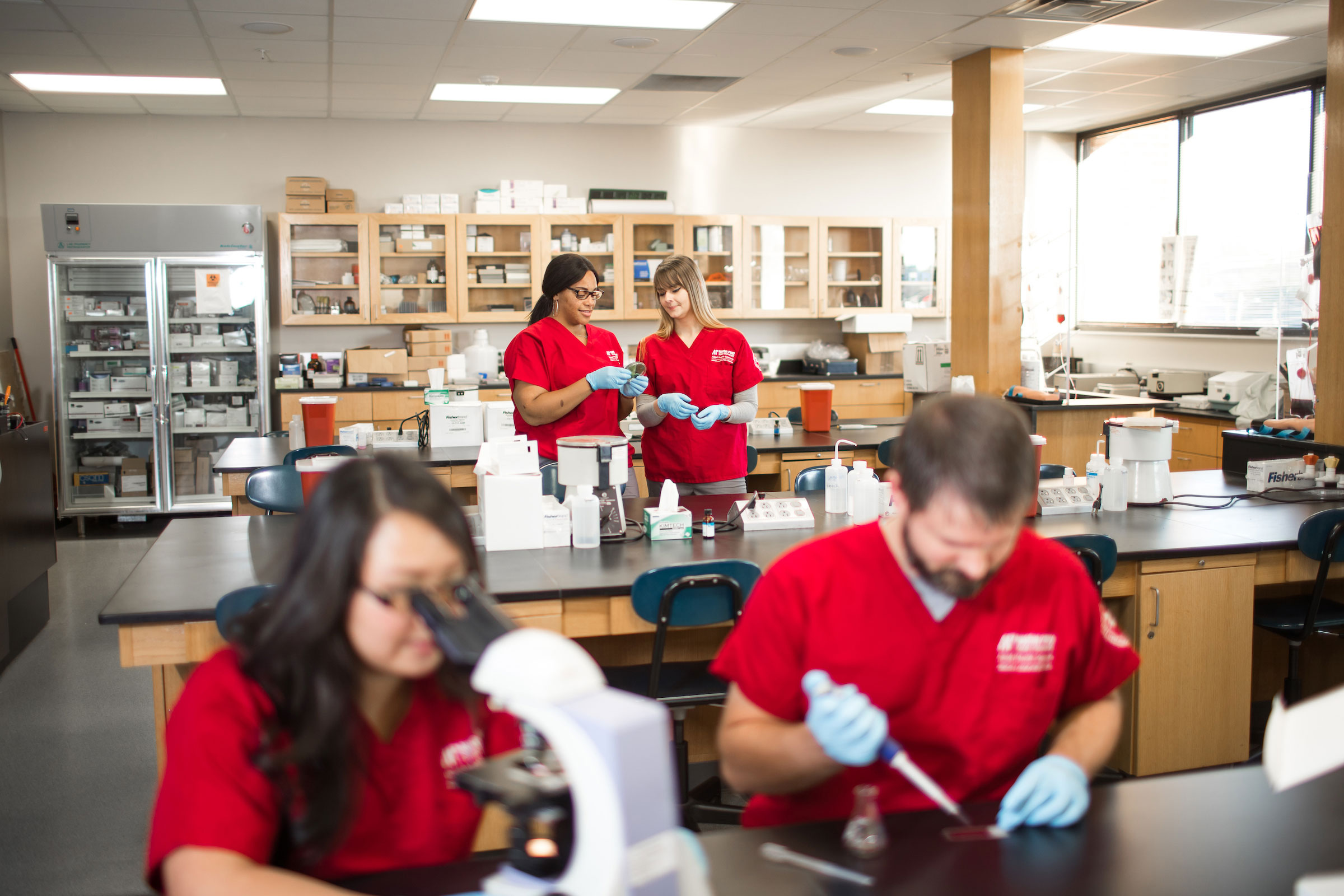 Allied Health students studying in a lab