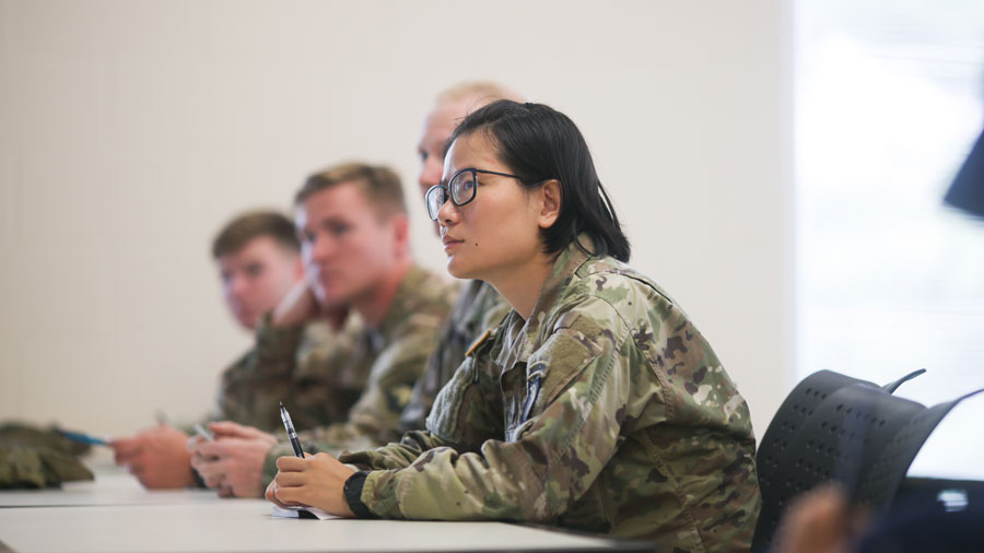 Students in uniform sitting in a classroom
