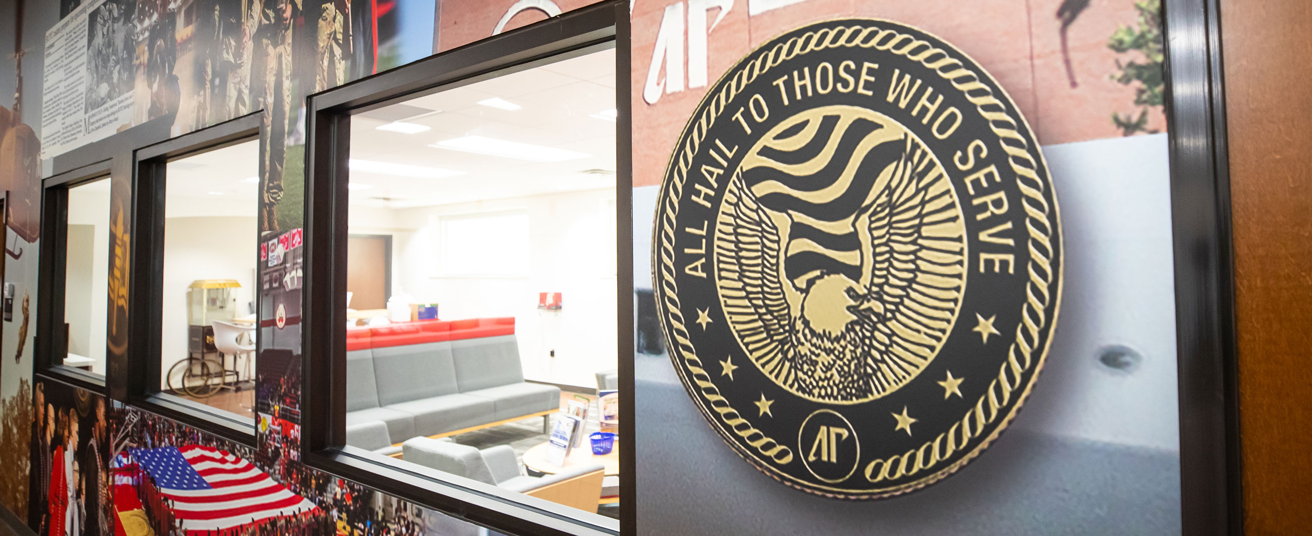 Seal on a wall inside the Newton Center