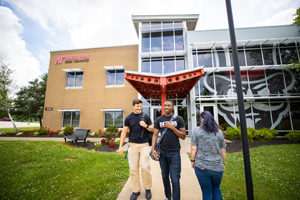 Students walking infront of the AP Center at Fort Campbell