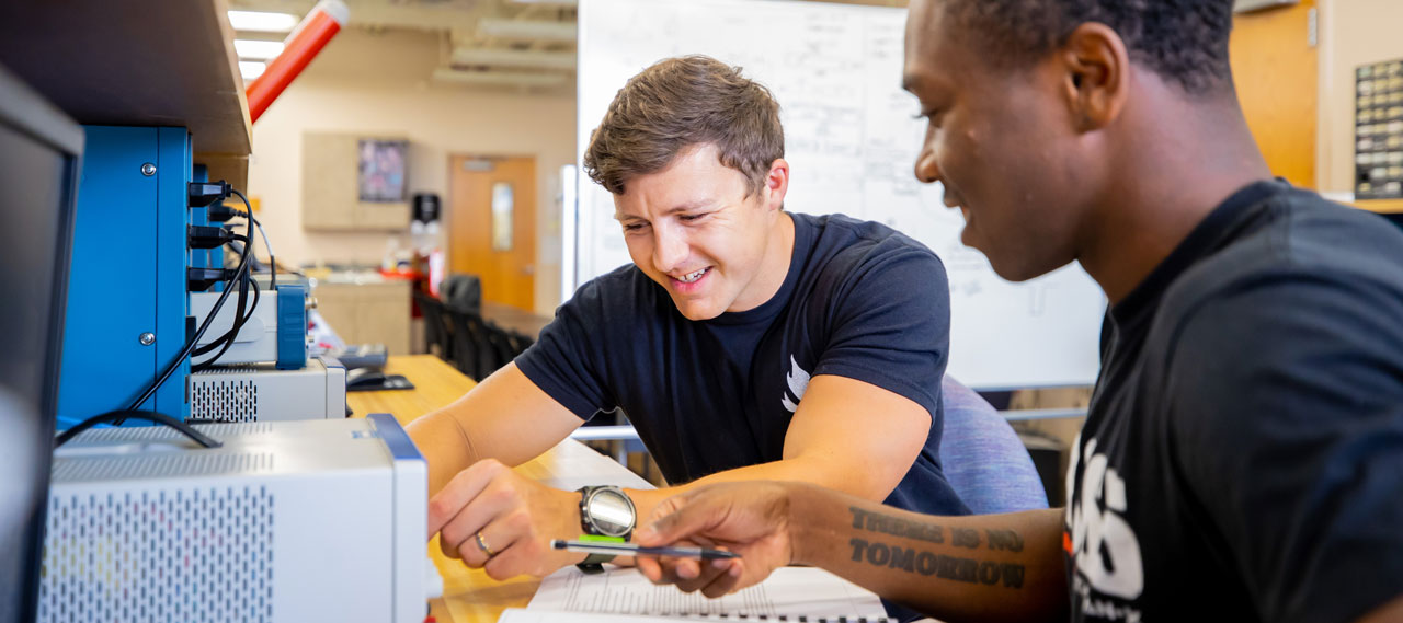 Students working in an engineering lab.