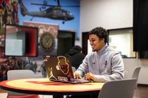 Student studying in the Newton Military Family Resource Center