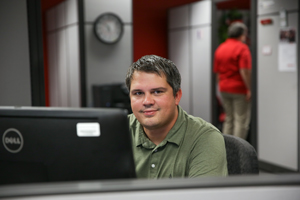 Student sitting at a computer