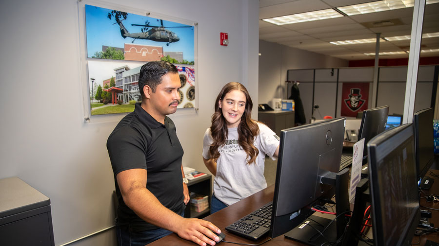 Students working on a computers