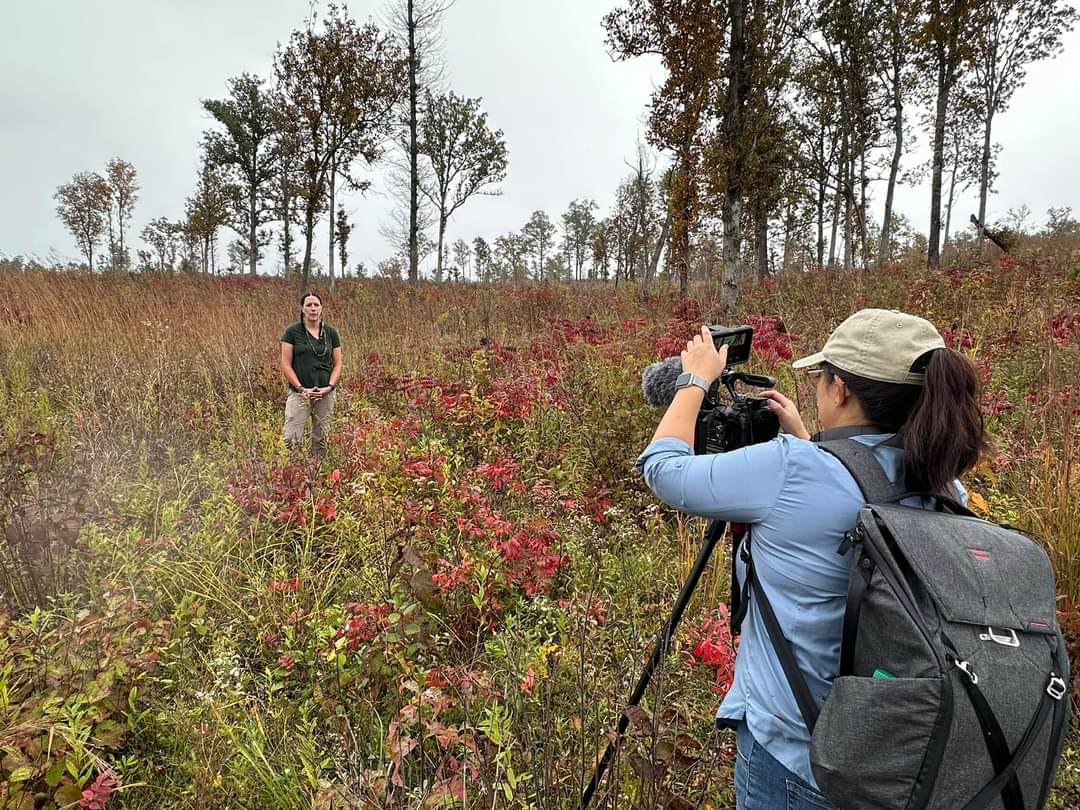 Corlee Thomas-Hill, a tribal liaison for Austin Peay State University’s Southeastern Grasslands Institute, is filmed in the Catoosa Savanna in the Cumberland Plateau. 