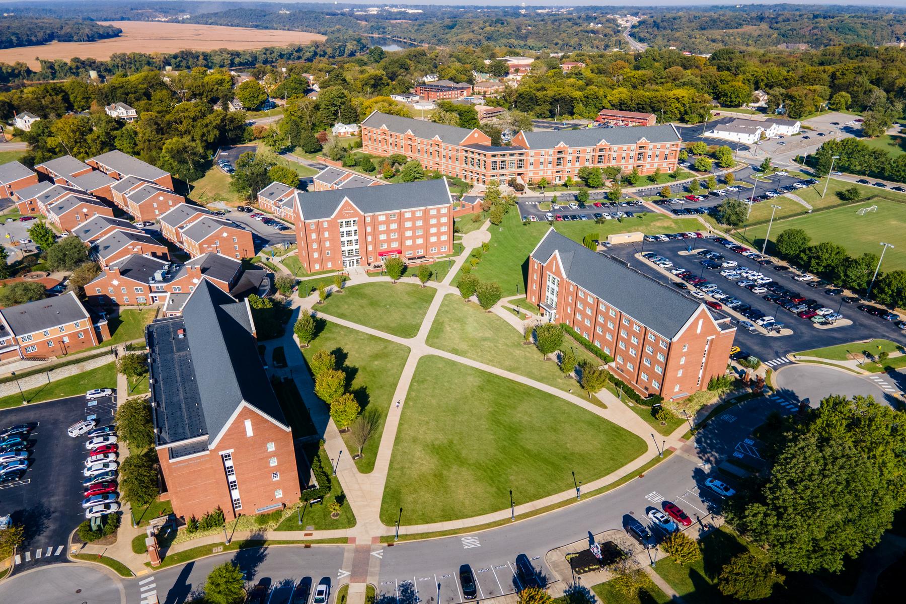 Austin Peay State University’s housing quad, where several campus residence halls are located. | Photo by Beth Rates